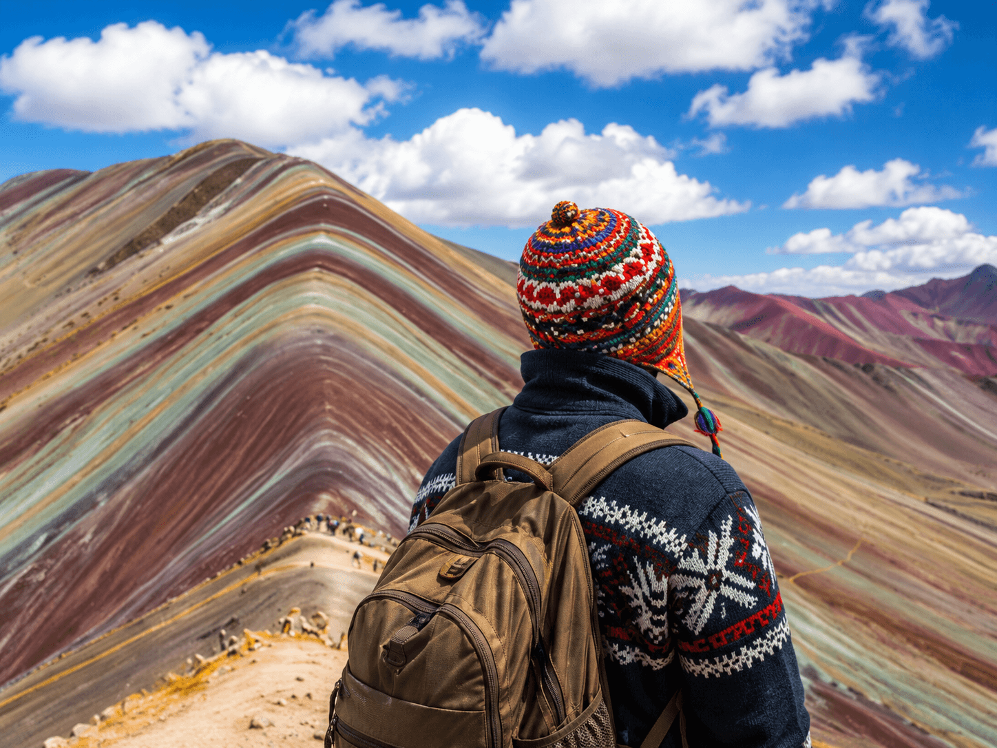Viajero frente a la Montaña de 7 Colores